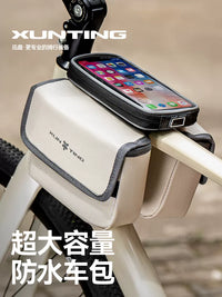Bicycle Front Frame Bag, Waterproof Top Tube Storage Bag for Mountain Road Bike Riding Accessories