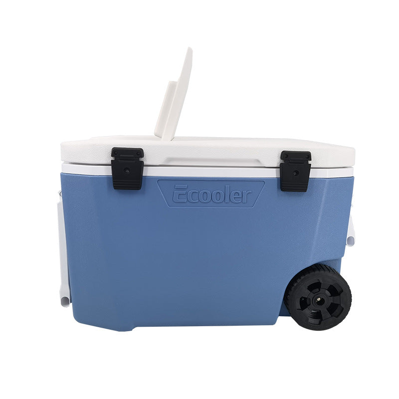 45L Insulated Fishing Cooler Box with Wheels and Top Hatch for Seafood and Fish