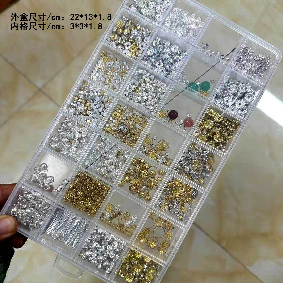 28-Grid Bead Storage Box with Fixed Dividers for Jewelry, Nail Art, and Small Parts