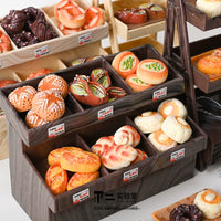 Miniature Simulation Bread Cabinet with Dessert and Play Food for Kids' Pretend Play