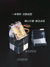 Acrylic Slanted Display Stand with Hooked Base and Baffle for Jewelry and Small Items