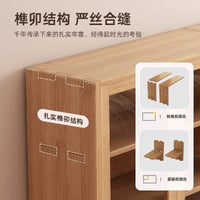 Solid Wood Dustproof Bookcase with Doors and Drawers for Home Office Living Room