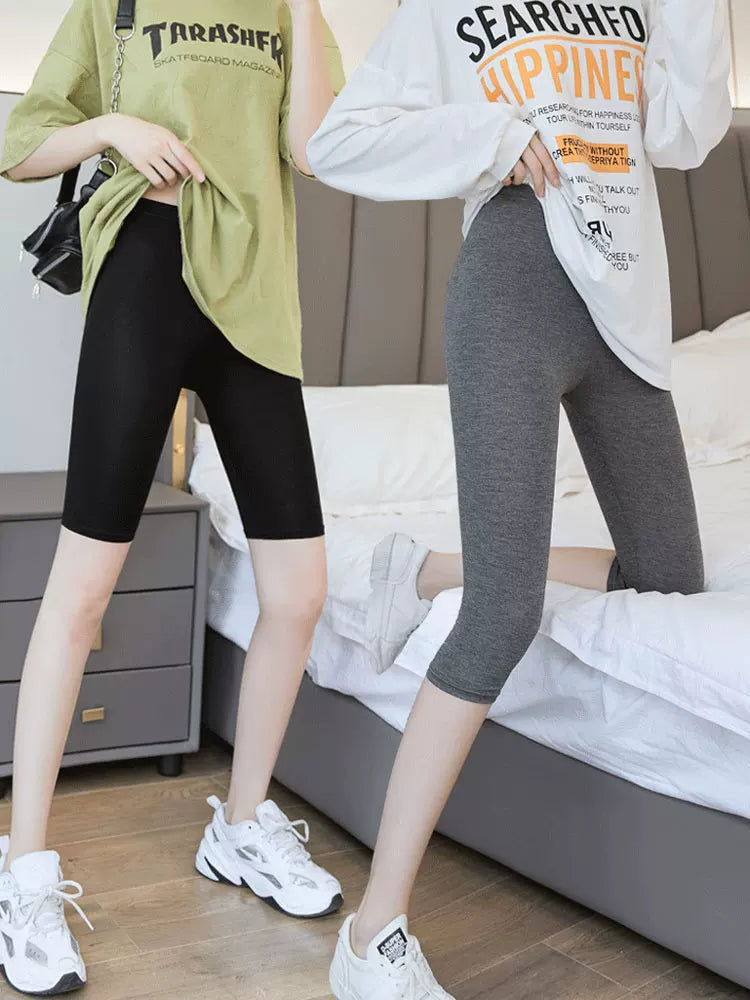 Women's Plus Size Modal Capri Leggings - Thin, Tight-Fitting, Long, Anti-Exposure Safety Sports Shorts
