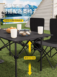 Portable Folding Camping Table and Chair Set for Outdoor BBQ and Picnics, Lightweight Aluminum Alloy Roll-Up Table