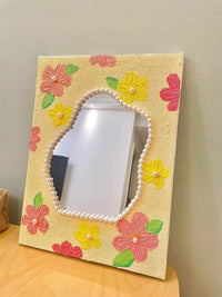 DIY Tulip Mirror Quartz Sand Acrylic Texture Painting Kit with Irregular Cloud Cosmetic Mirror