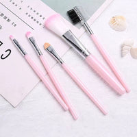 5-Piece Portable Makeup Brush Set for Foundation, Blush, Concealer, and Eyeshadow
