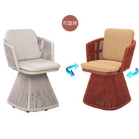 Outdoor Patio Leisure Table and Chair Set for Villa Hotel Terrace Garden, Rotatable Single Chair Three-Piece Set