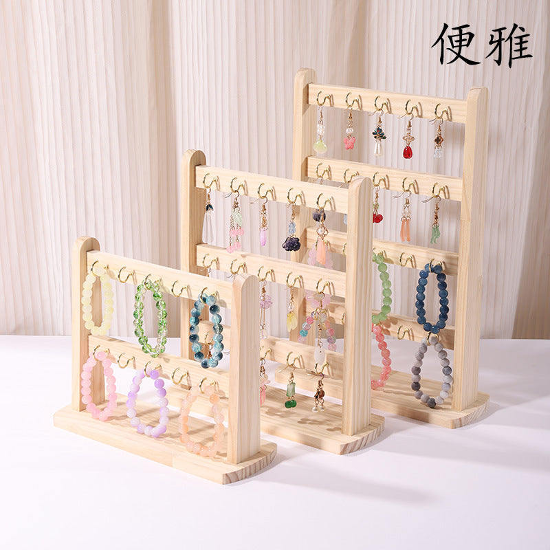 Pine Wood Countertop Display Stand for Bracelets, Necklaces, and Small Items