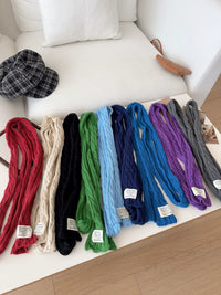Japanese Retro Striped Knit Scarf for Women, Harajuku Style Color Block Long Thin Neck Warmer