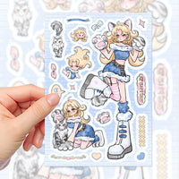 16-Sheet Cute Cat Collage Stickers for Phone Cases & Laptops, Waterproof Decorative Decals