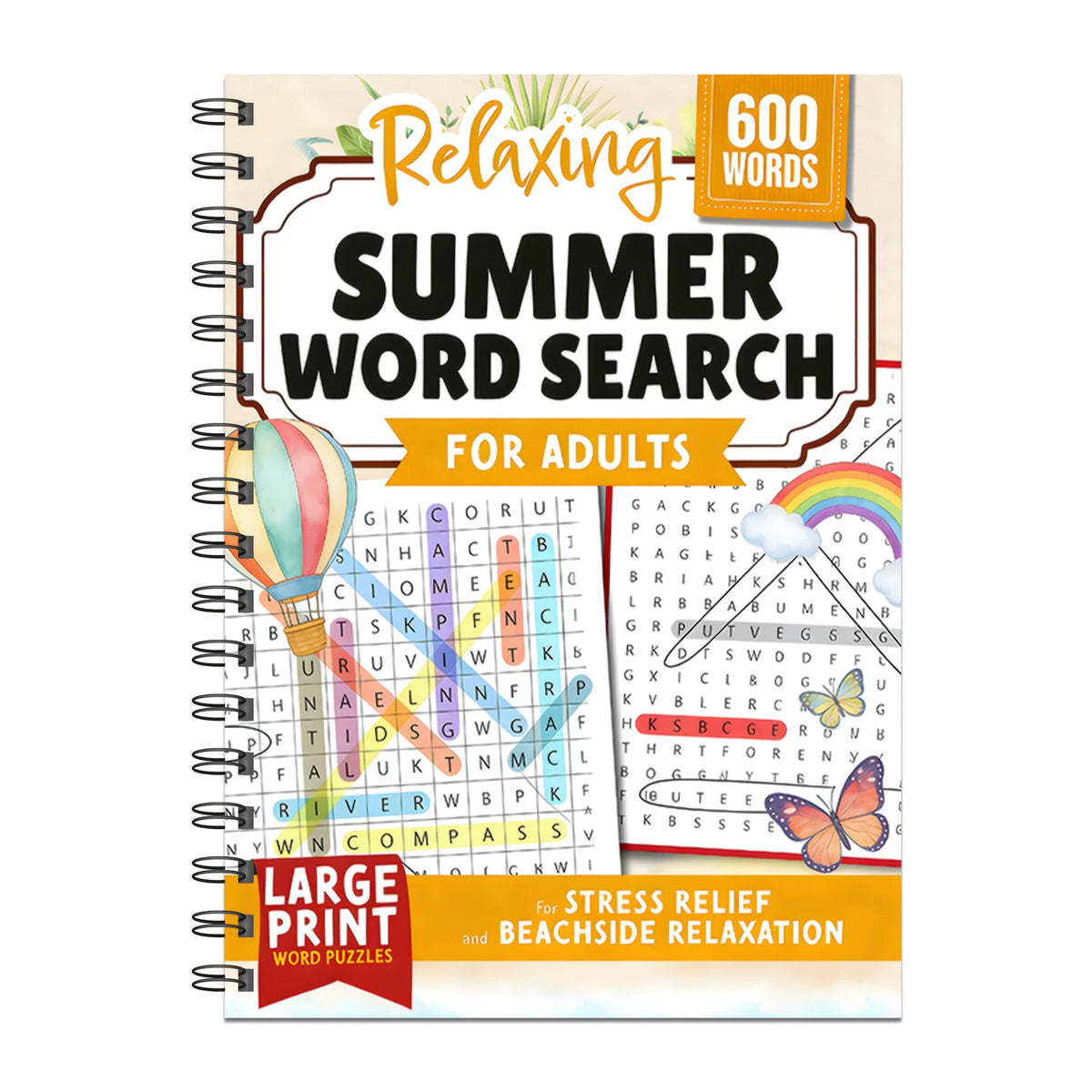 Summer Word Search Puzzle Book - Over 600 Words for Relaxation & Stress Relief