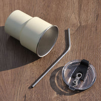 304 Stainless Steel Coffee Tumbler with Straw, Single-Layer Rolled Rim, for Outdoor Camping and Car Use