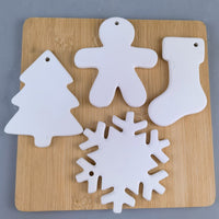 Christmas Ceramic Snowflake & Gingerbread Man Ornaments for DIY Crafting