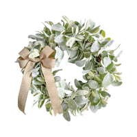 Spring Summer Floral Bunny Ear Leaf Wreath with Bowknot for Home Decor