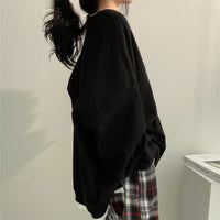 Women's Korean Style Loose Fit Faux Two-Piece Sweatshirt