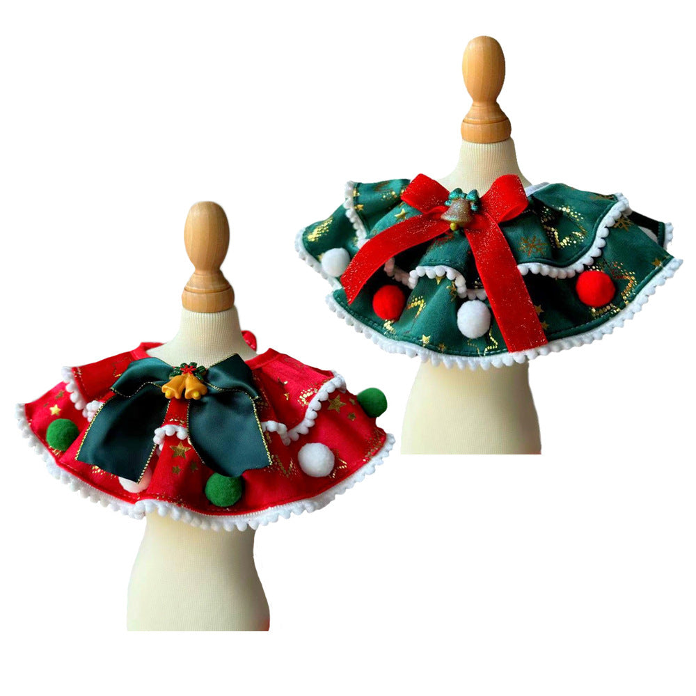 Christmas Pet Scarf Collar with Bow and Bell for Dogs and Cats