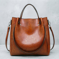 Retro Soft Leather Large Capacity Bucket Bag Oil Wax Cowhide Korean Style Shoulder Crossbody Bag