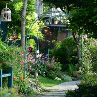 16-Tube Peacock Green Arch Trellis for Climbing Plants, Stainless Steel Legs, Easy Assembly Outdoor Iron Art Pergola