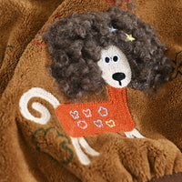 Cute Embroidered Cartoon Dog Hair Drying Towel Cap for Women, Super Absorbent Quick Dry Turban