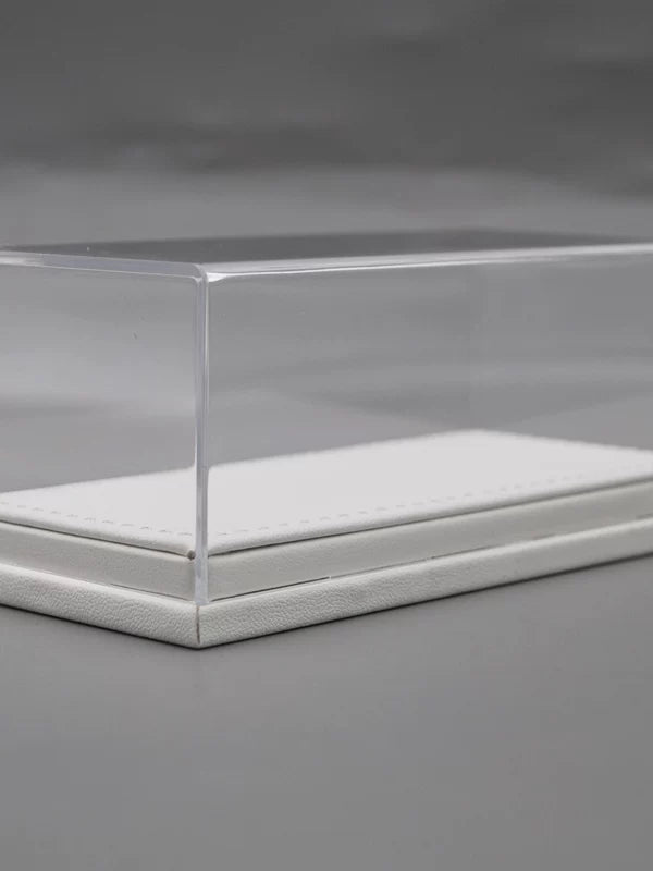1:64 Scale Car Model Display Case with White Leatherette Base, High-Definition Transparent Acrylic Dustproof Cover