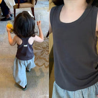 Kids' Solid Color Sleeveless Tank Top for Boys and Girls