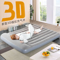 Inflatable Air Mattress for Home and Outdoor Use, Portable Folding Single/Double Air Bed with Built-in Pillow