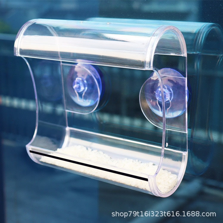 2021 New Creative Transparent Acrylic Bird Feeder Suction Cup Automatic Bird Feeder