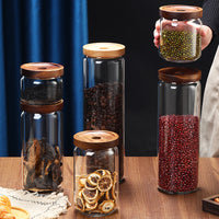 Borosilicate Glass Storage Jar with Acacia Wood Lid, Airtight Food Container