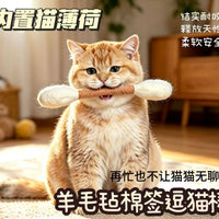 Catnip Infused 100% Pure Wool Cotton Swab Cat Toy for Teeth Cleaning and Self-Amusement
