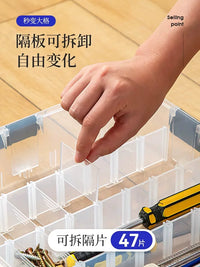 Multi-Grid Portable Transparent Storage Box for Small Parts, Screws, Electronic Components, and Building Blocks