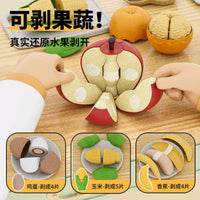 Newqida Kids Play Food Cutting Toy Set with Storage Bucket, Educational Pretend Play for Toddlers