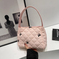 Embroidered Bowknot Tote Bag Set with Cosmetic Pouch