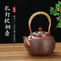 Handmade Uncoated Copper Teapot for Boiling Water, Modern Minimalist Design