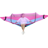 Portable Outdoor Double Hammock with Sunshade, Anti-Roll, Quick Setup for Camping and Relaxation
