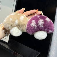 Cute Rex Rabbit Fur Mushroom Car Keychain Pendant Bag Charm Gift