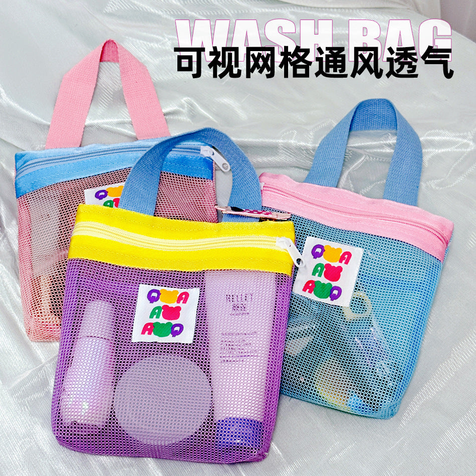Portable Mesh Beach Tote Bag Large Capacity Travel Cosmetic Organizer