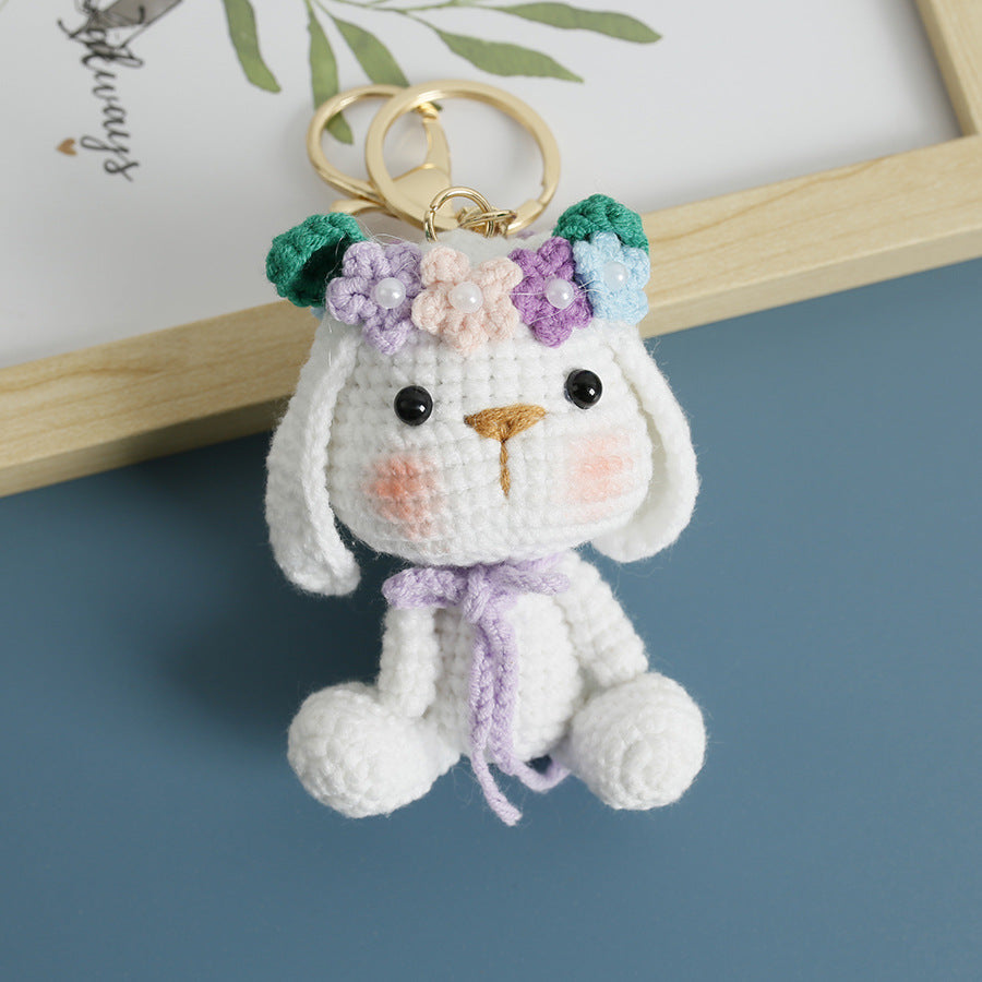 Handmade Crocheted Bride Rabbit Doll Keychain Charm