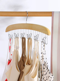 Wooden Multi-Hook Hanger for Scarves, Belts, and Accessories