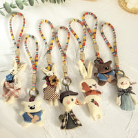 Korean Ins Handmade Fabric Cartoon Keychain Doll Bag Charm Cute Animal Ornament