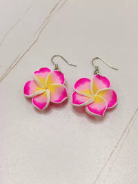 Bohemian Polymer Clay Plumeria Dangle Earrings for Women