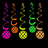 Neon Swirl Hanging Decorations for Blacklight Parties and Birthdays