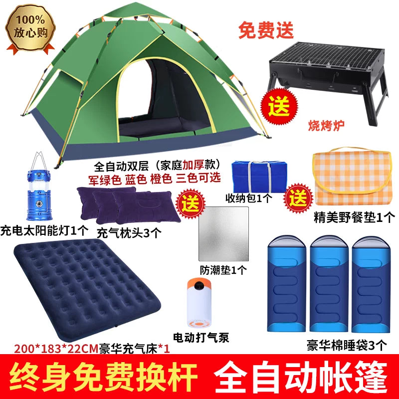 Automatic Pop-Up Camping Tent for 2-4 Person, Waterproof UV Protection Portable Family Tent
