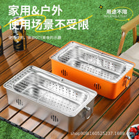 Portable Stainless Steel Charcoal Grill for Outdoor BBQ, Picnics, Tea Ceremony, and Bonfires