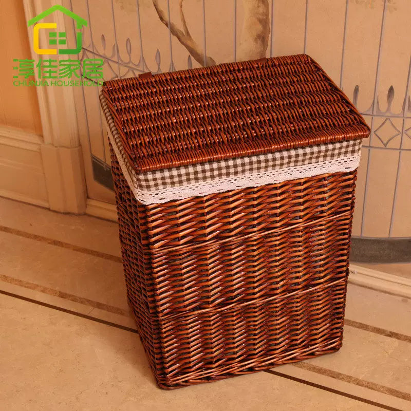 Handwoven Wicker Laundry Hamper with Liner, Storage Basket for Clothes & Toys