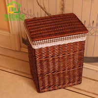 Handwoven Wicker Laundry Hamper with Liner, Storage Basket for Clothes & Toys