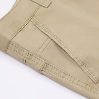 Men's Cotton Casual Pants Straight Loose High-Waist Trousers for Middle-Aged Fathers