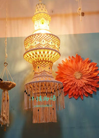 Bohemian Woven Pendant Light Shade for Living Room Dining Room Hotel Decor