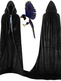 Unisex Hooded Velvet Halloween Cape Mid-Length for Cosplay & Stage Performance