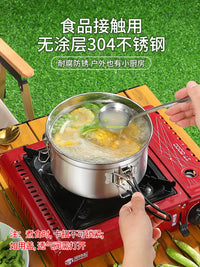 Outdoor Camping 304 Stainless Steel Food Storage Container Set with Folding Handles, Airtight, Heatable, Refrigerable