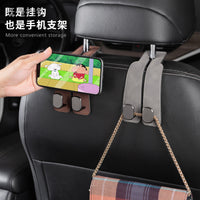 Car Seat Back Headrest Hooks with Faux Suede Leather and Zinc Alloy/ABS